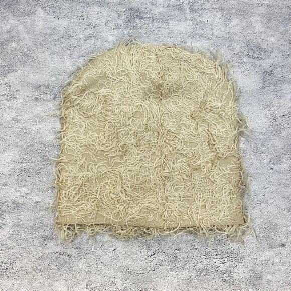 grunge cross gothic punk furry tan beanie - Picture 1 of 8